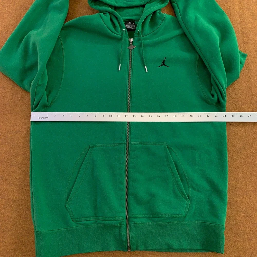 Jordan Mens Large Green Jumpman Full Zip Fleece Hoodie
